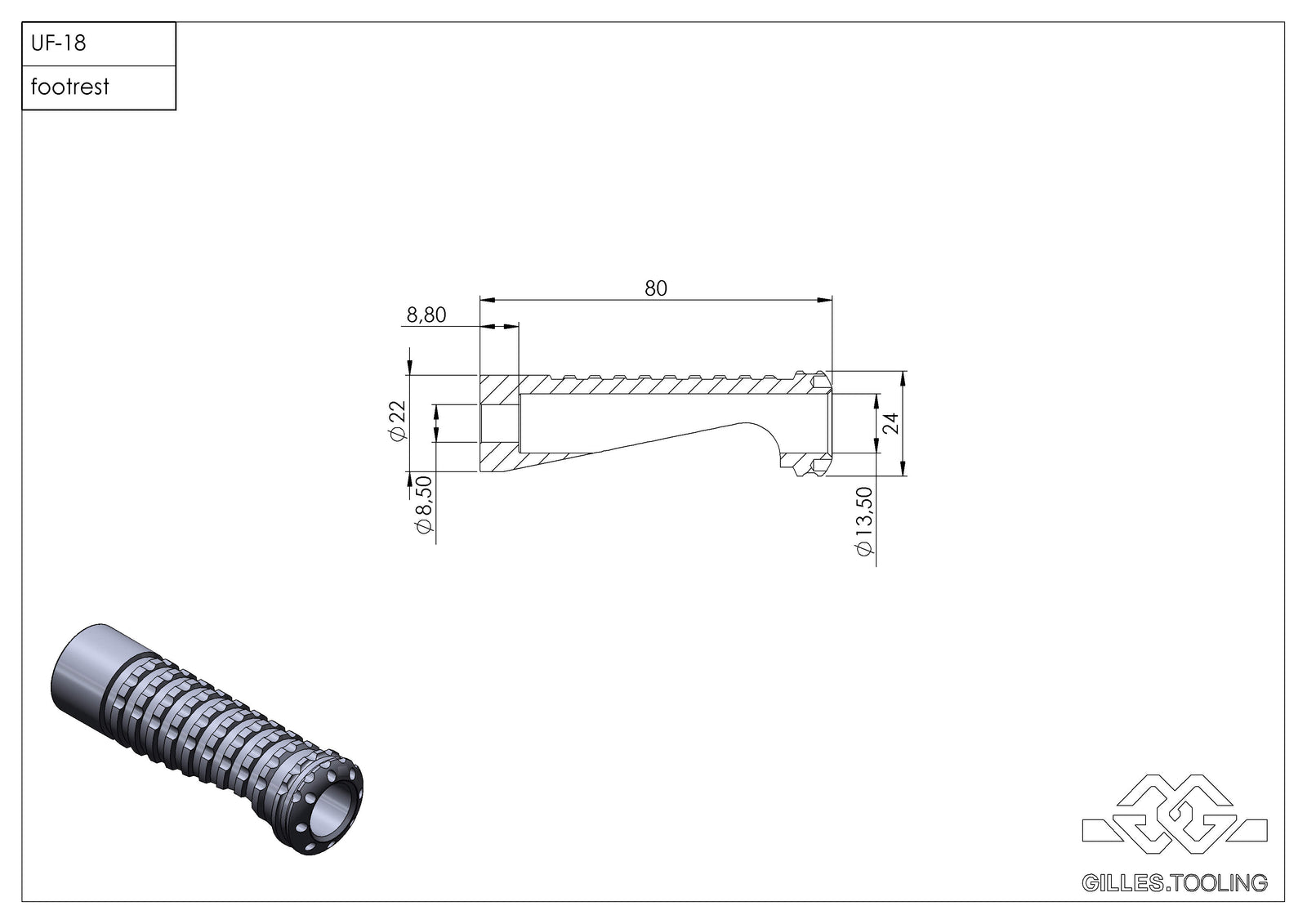 Gilles Tooling Footrest Kit Black