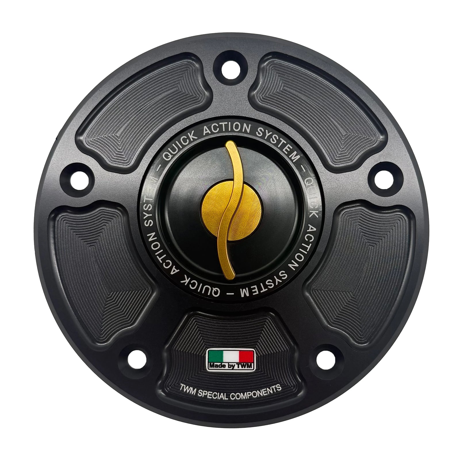 TWM CNC Aluminum Gas Cap / Fuel Cap with Gold Center Cap for Kawasaki Motorcycles