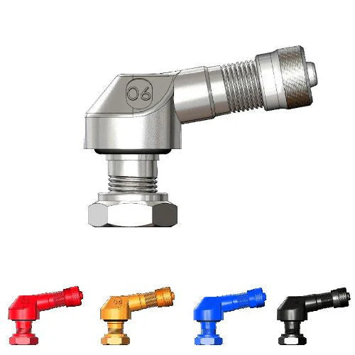 Bridgeport 90 Degree Angled Valve Stems 8.3mm - Pair - Silver