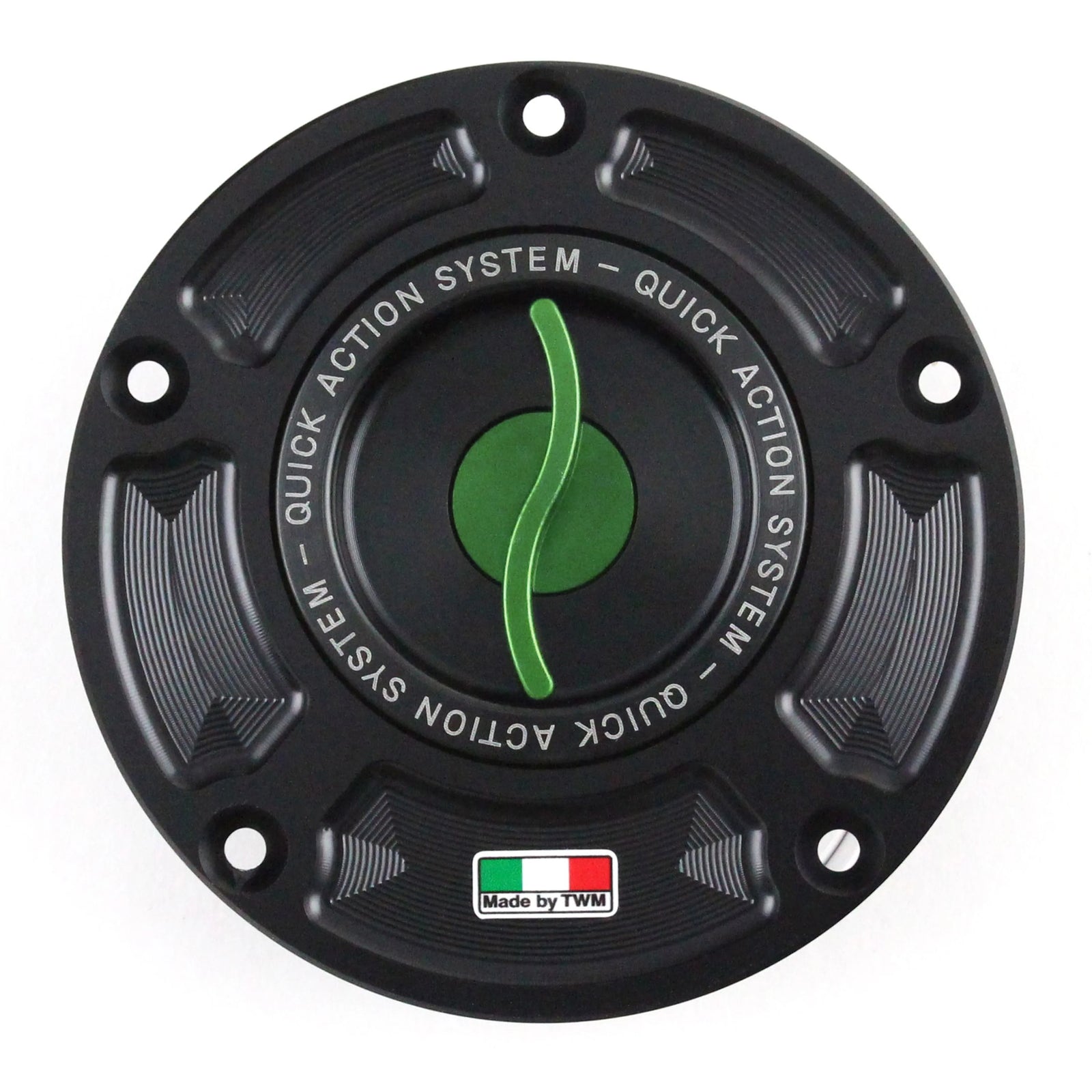 TWM CNC Aluminum Gas Cap / Fuel Cap with Green Center Cap for KTM Motorcycles