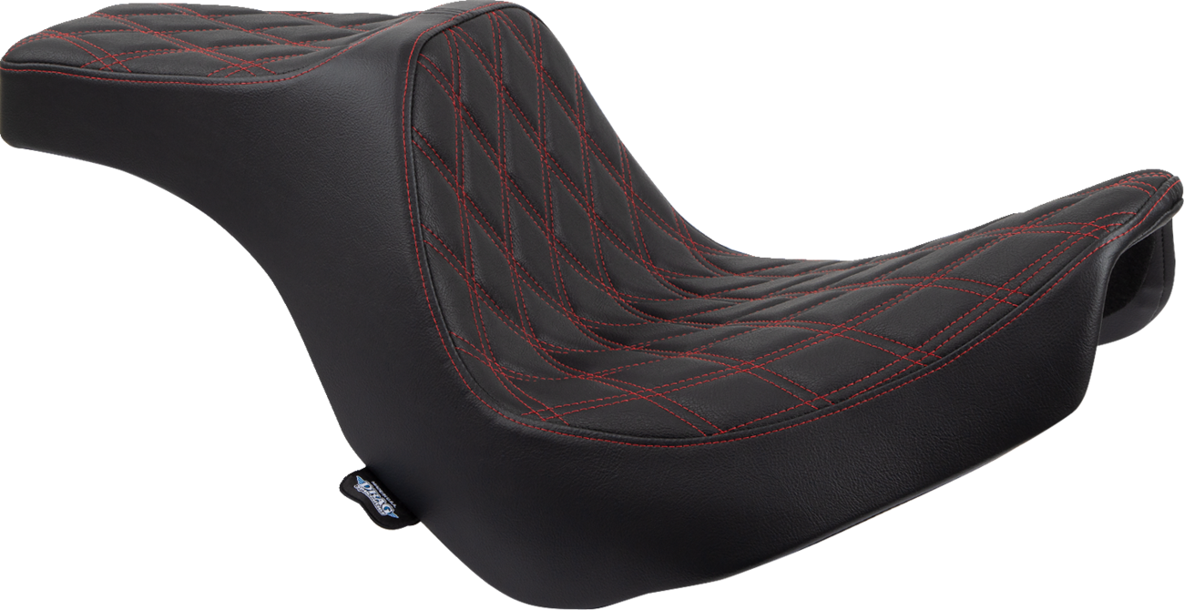 Drag Specialties Seats Predator III 2-Up Seat - Vinyl - Double Diamond - Red Stitching - FL/FX '18-'24