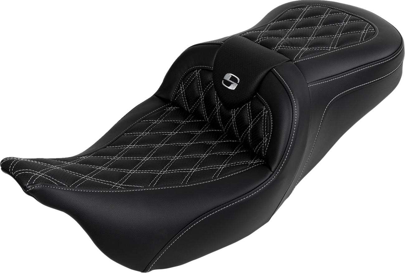 Saddlemen Roadsofa™ Seat - With Backrest - Silver Stitch - FL '08-'23