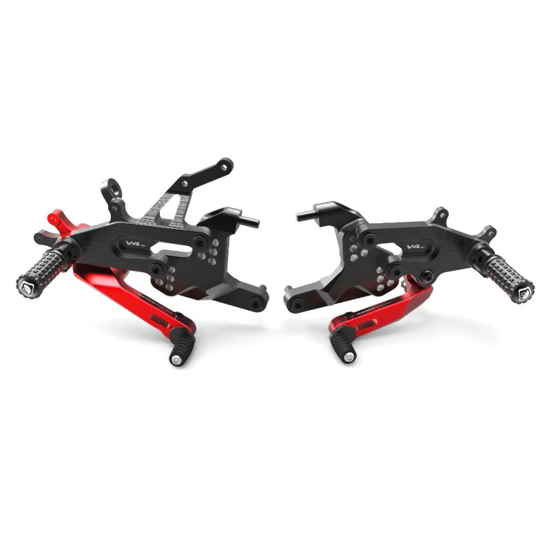 Ducabike DBK Adjustable Rearsets For Ducati Panigale V4 V4S V4R Speciale - Black/Red