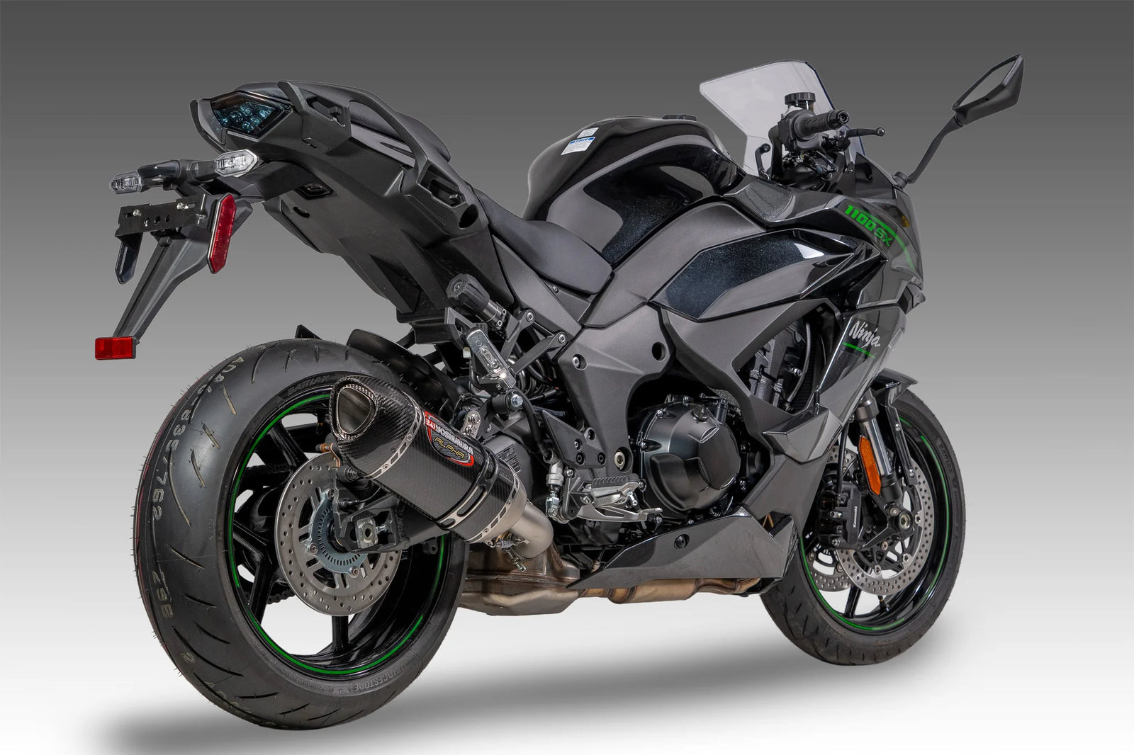 Yoshimura NINJA 1000SX 20-24/Ninja 1100SX 25-26 ALPHA Stainless Slip-On Exhaust, W/ Carbon Fiber Muffler
