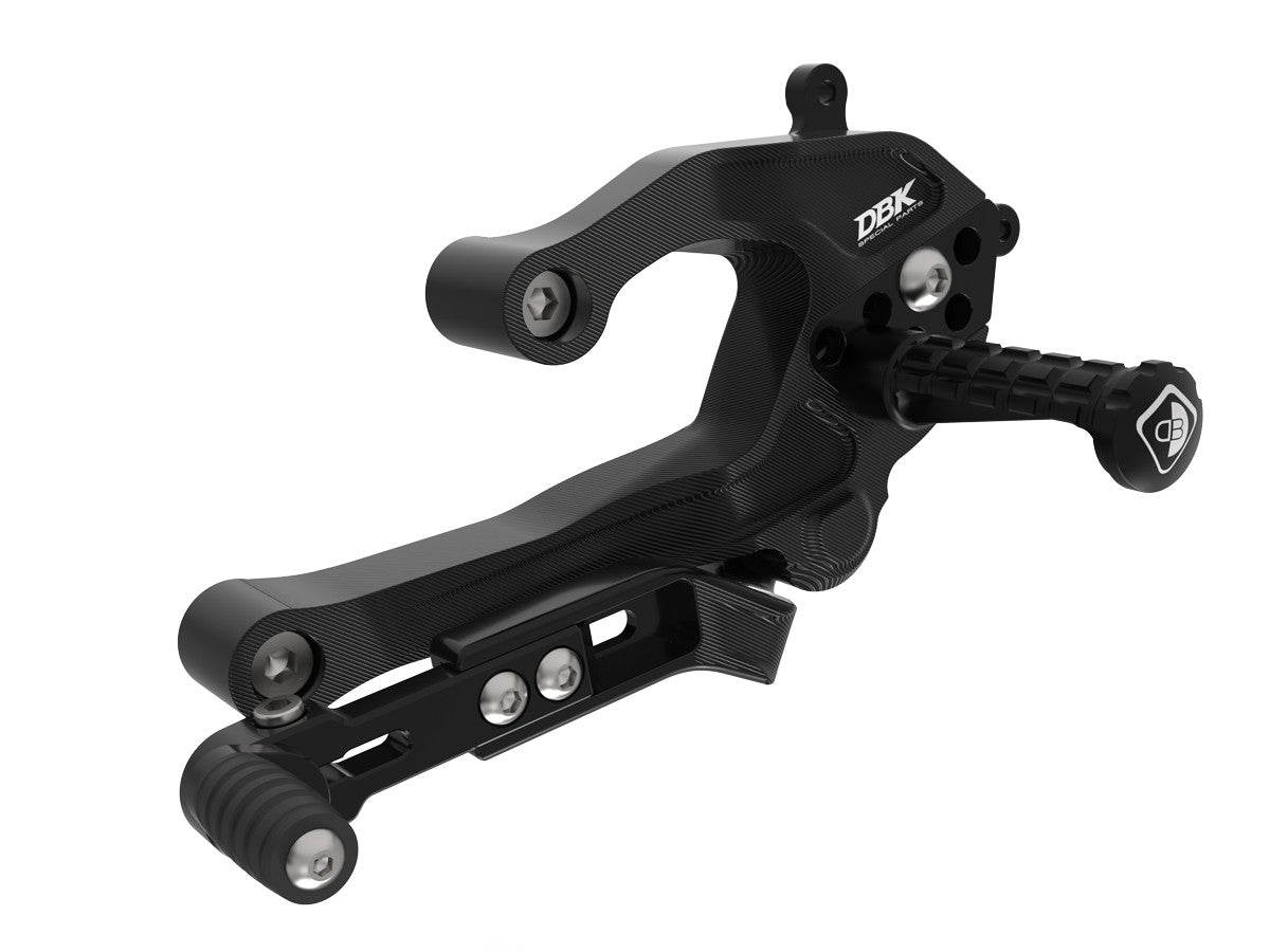 Ducabike DBK PRV201 Panigale V2 MY25 Adjustable Rearsets - BLACK ECO FIXED FOOT PEGS