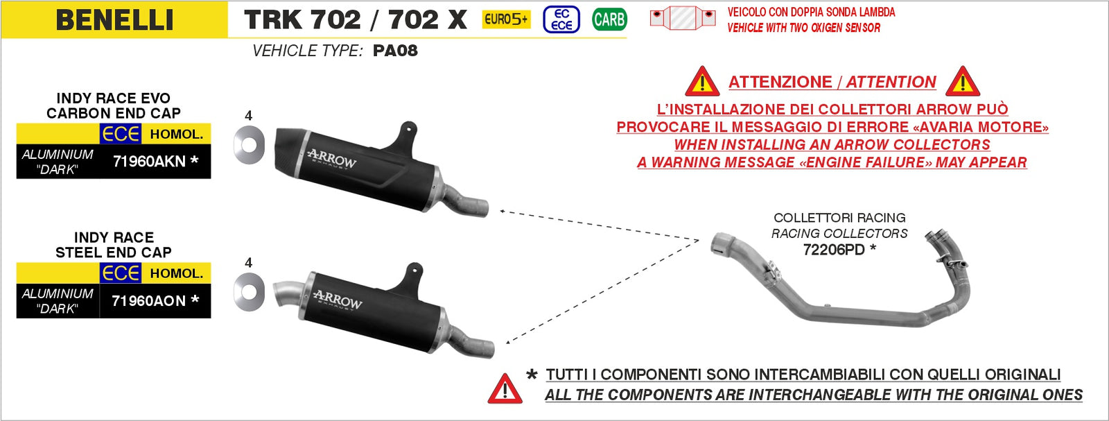 Arrow 72206PD Stainless Steel Racing Headers - Assembly Diagram