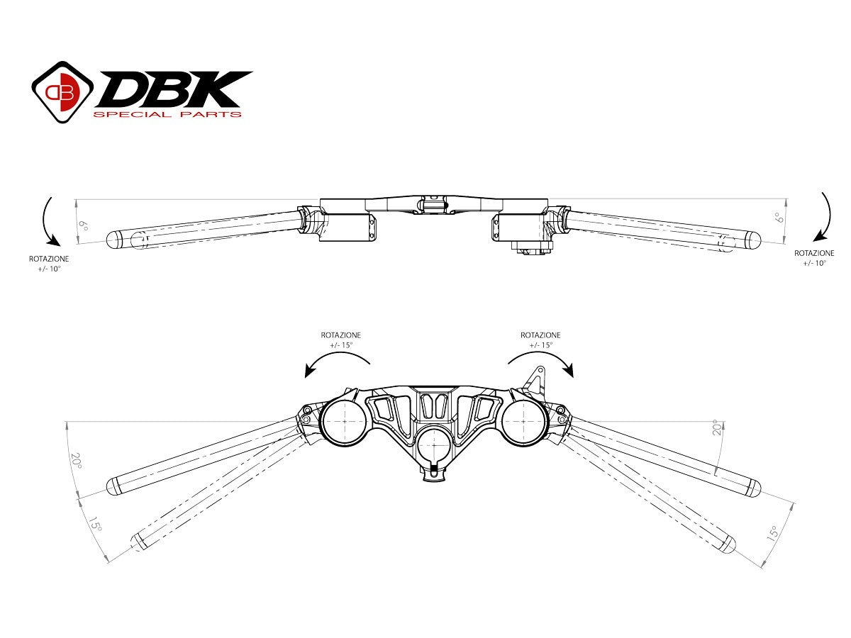 Ducabike DBK BSRA5310V401 V4 ADJUSTABLE GP CLIP-ONS H+10mm, OFFSET 15 MM.