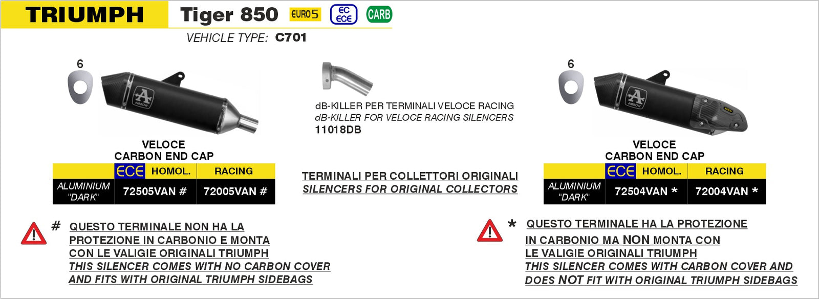 Arrow 72504VAN Veloce Aluminium Dark Slip On - Assembly Diagram