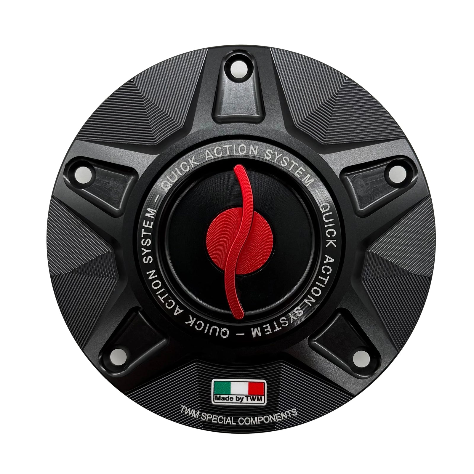 TWM CNC Aluminum Gas Cap / Fuel Cap with Red Center Cap for Ducati Motorcycles