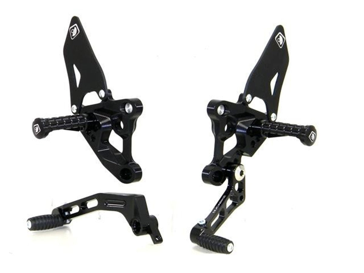 Ducabike DBK PRSBK01 SBK Adjustable Rearsets - BLACK ECO FIXED FOOT PEGS