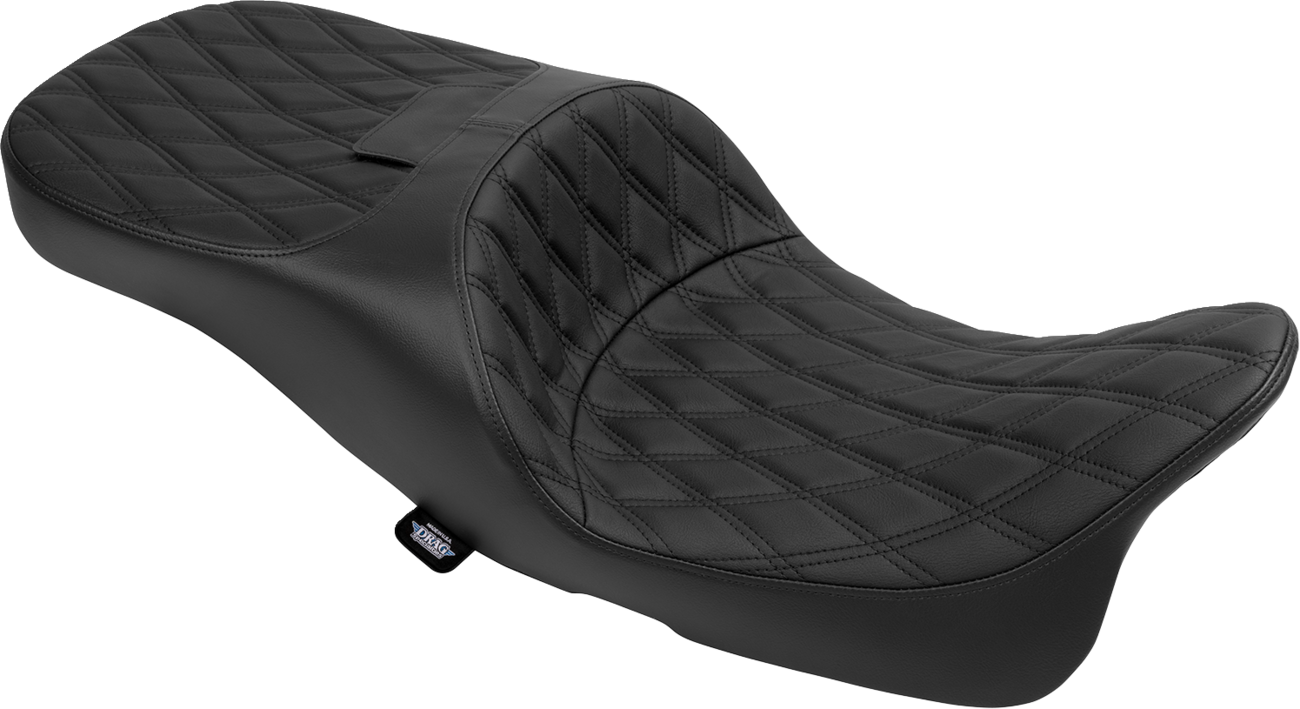 Drag Specialties Seats Extended Reach Freedom Seat - Vinyl - Double Diamond - Black Stitch - FLT/FLH '09-'25