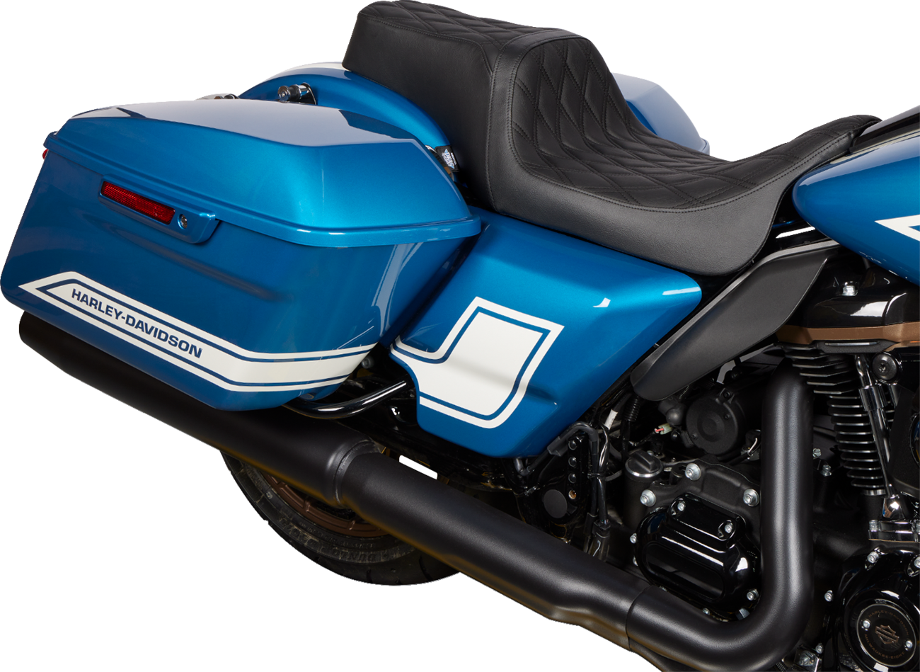 Drag Specialties Seats Predator 1Up Seat - Vinyl - Double Diamond Black Stitch - FLH '08-'23