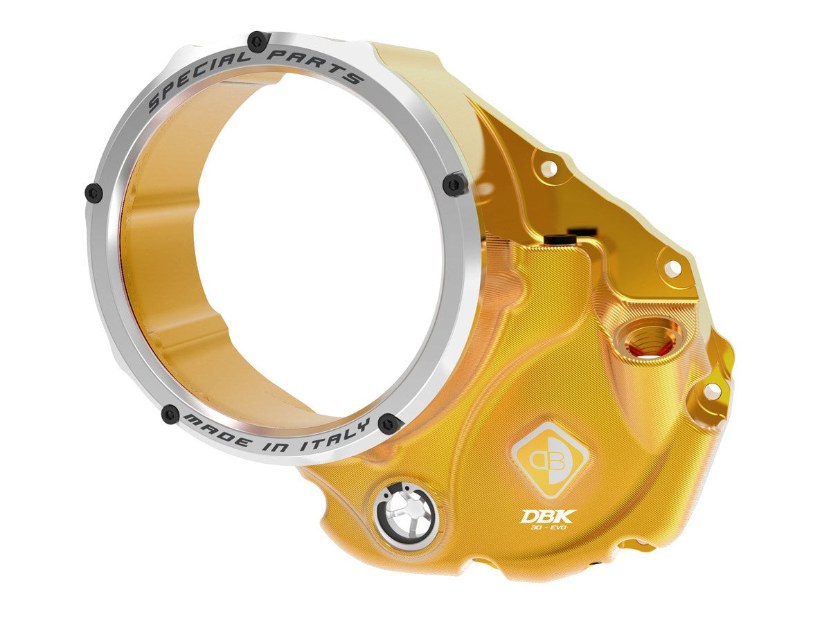 Ducabike DBK CCDV05 3D-EVO Clear Clutch Cover Oil Bath - GOLD-SILVER