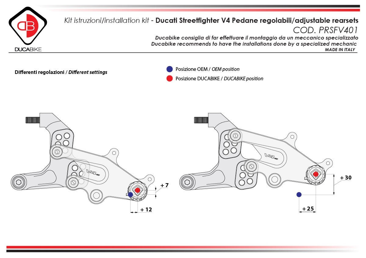 Ducabike DBK PRSFV401 SF V4 Adjustable Rearset
