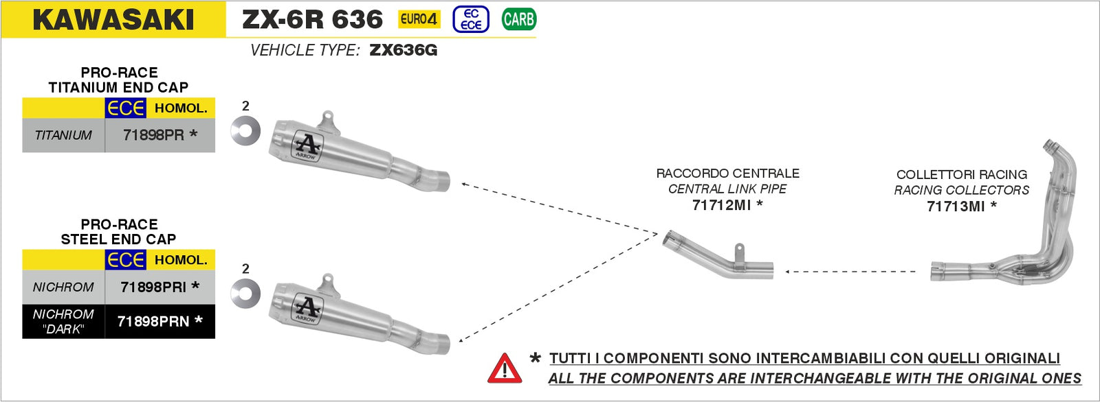 Arrow 71713MI Racing Headers - Assembly Diagram
