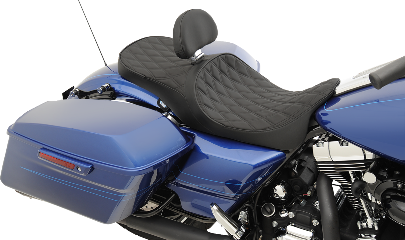 Drag Specialties Seats Low Touring Seat - Solar Reflective - Double Diamond - With Backrest Receiver - FL '08-'23