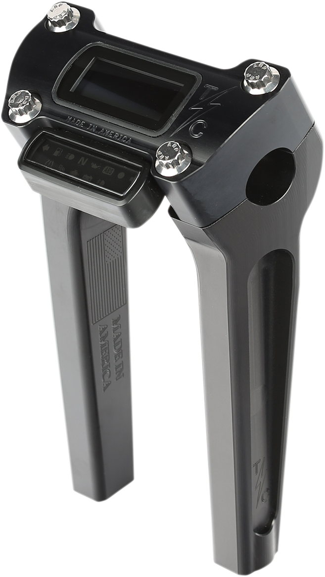 Thrashin Supply CO. Handlebar Risers - Straight - 8" - Gauge Cutout - Black