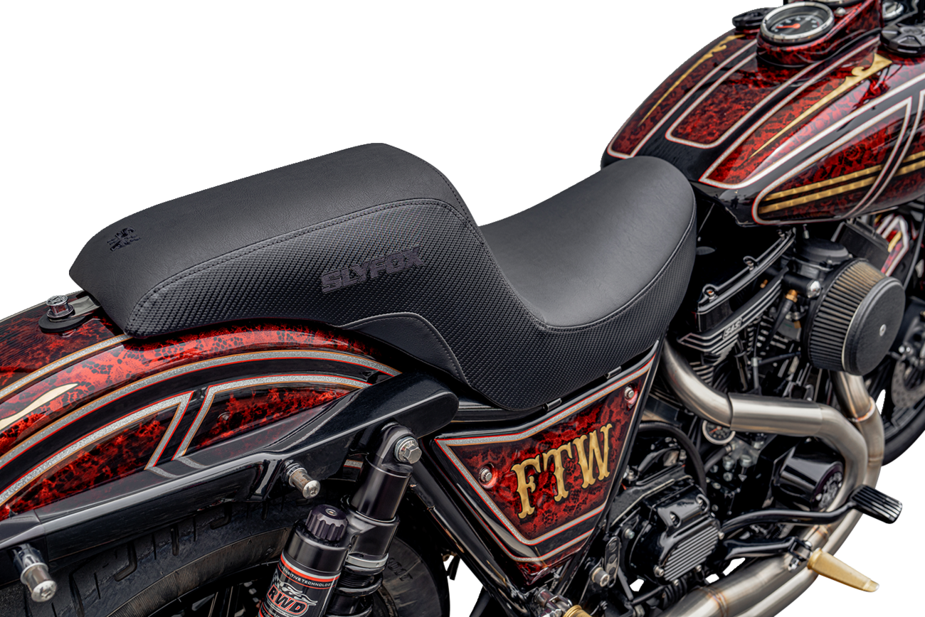 Slyfox Drifter Seat - Black Logo - Black Vinyl - Smooth - FXR '82-'00
