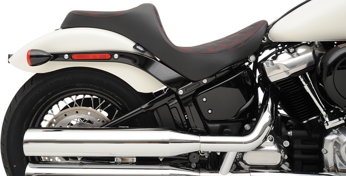 Drag Specialties Seats Predator III Seat - Double Diamond - Red Stitching - FL/FX '18-'23
