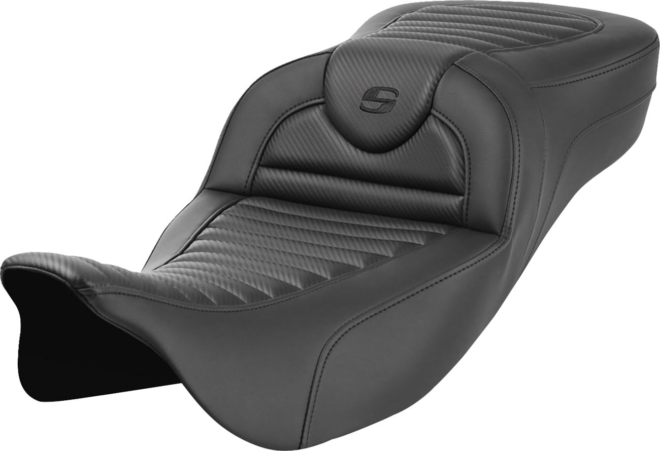 Saddlemen Roadsofa™ Extended Reach Seat - Without Backrest - Tuck-N-Roll - Carbon Fiber - FL '08-'24