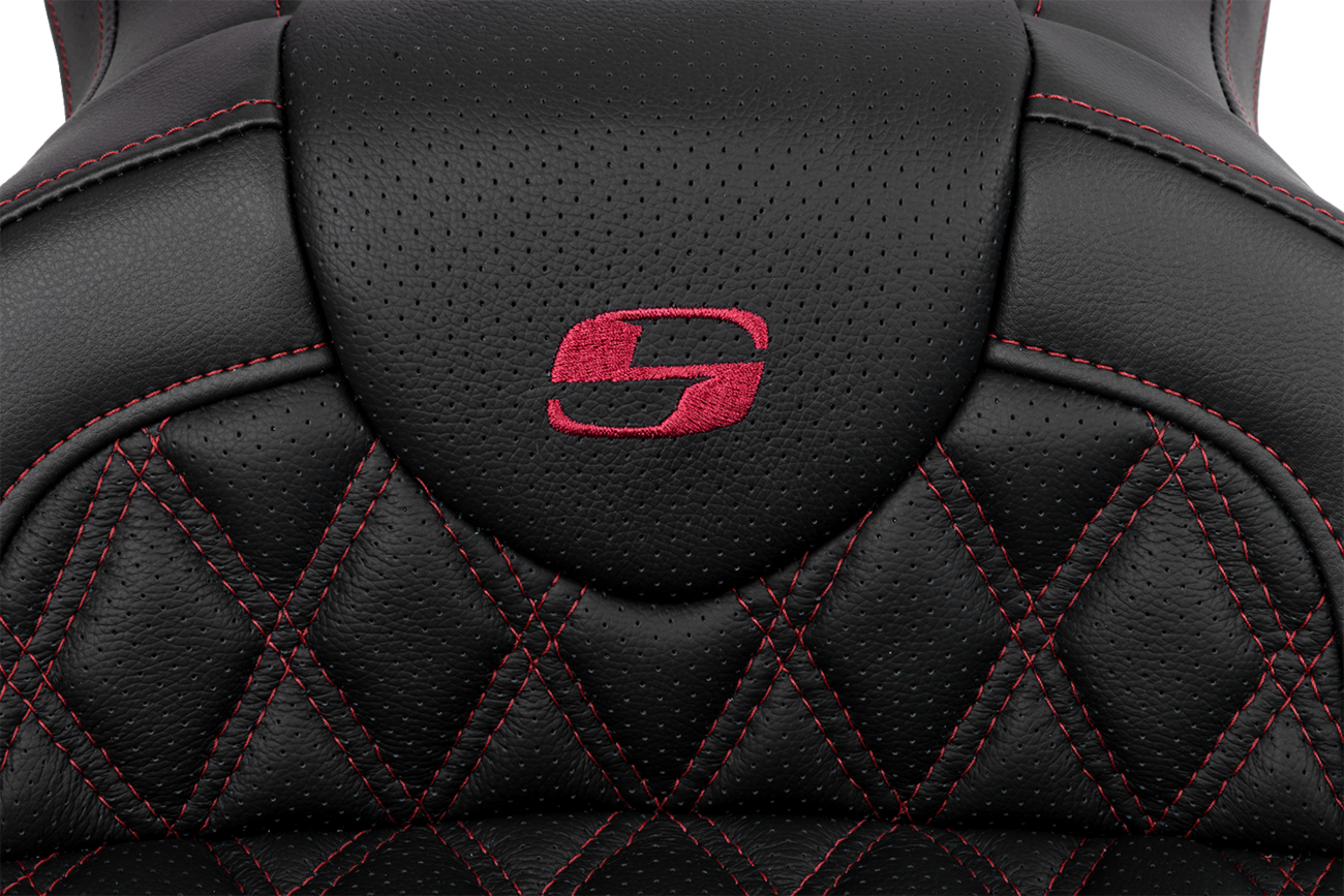 Saddlemen Roadsofa™ Seat - With Backrest - Wine Berry Stitch - FL '08-'23