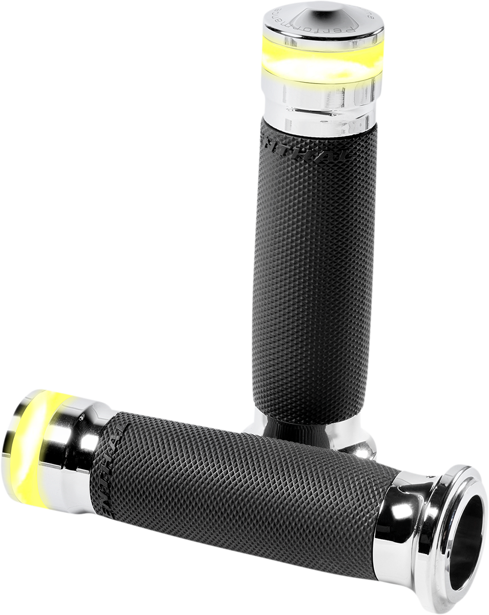 Performance Machine (PM) Vision Series Contour LED Turn Signal Grips - TBW - Chrome