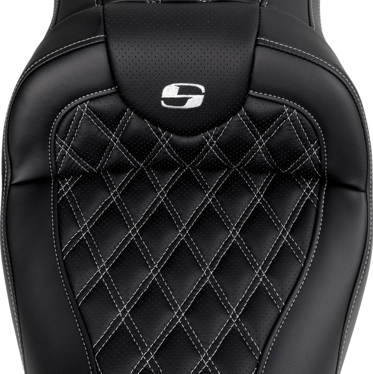 Saddlemen Roadsofa™ Seat - With Backrest - Silver Stitch - FL '08-'23