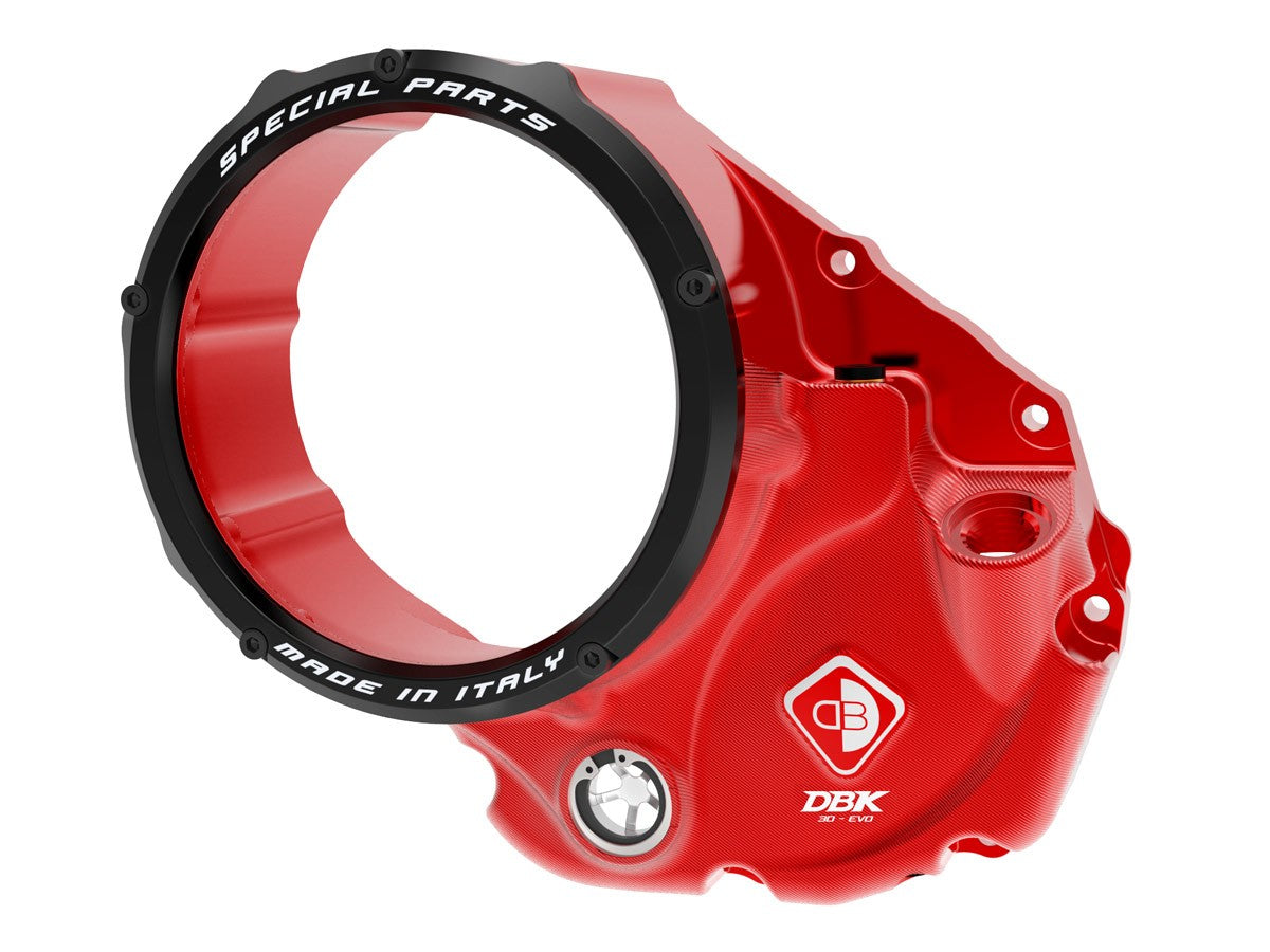Ducabike DBK CCDV05 3D-EVO Clear Clutch Cover Oil Bath - RED-BLACK