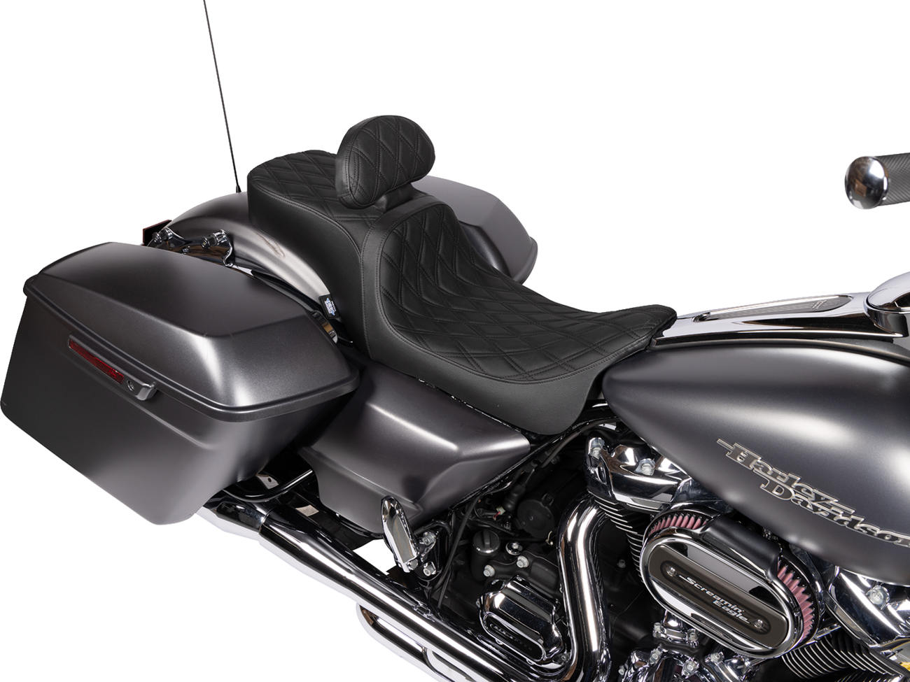 Drag Specialties Seats Predator 2-Up Seat - Vinyl - Double Diamond - W/O Backrest - FLH/FLTR '08-'23