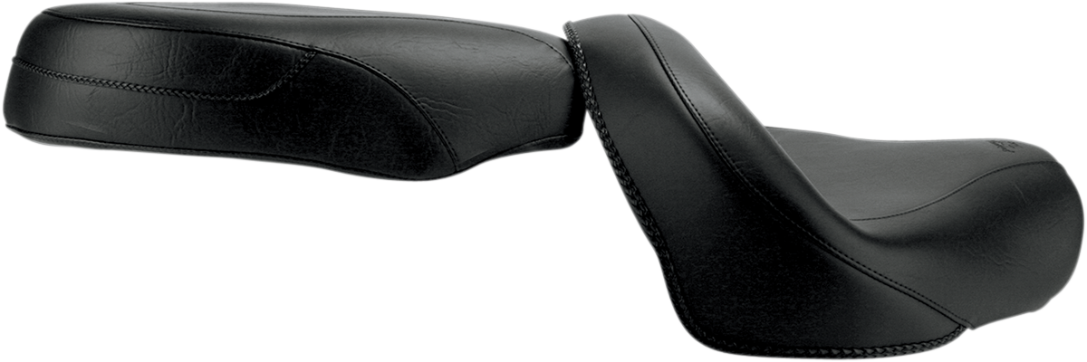 Mustang Seat - Vintage - Wide - Touring - Without Driver Backrest - Two-Piece - Smooth - Black