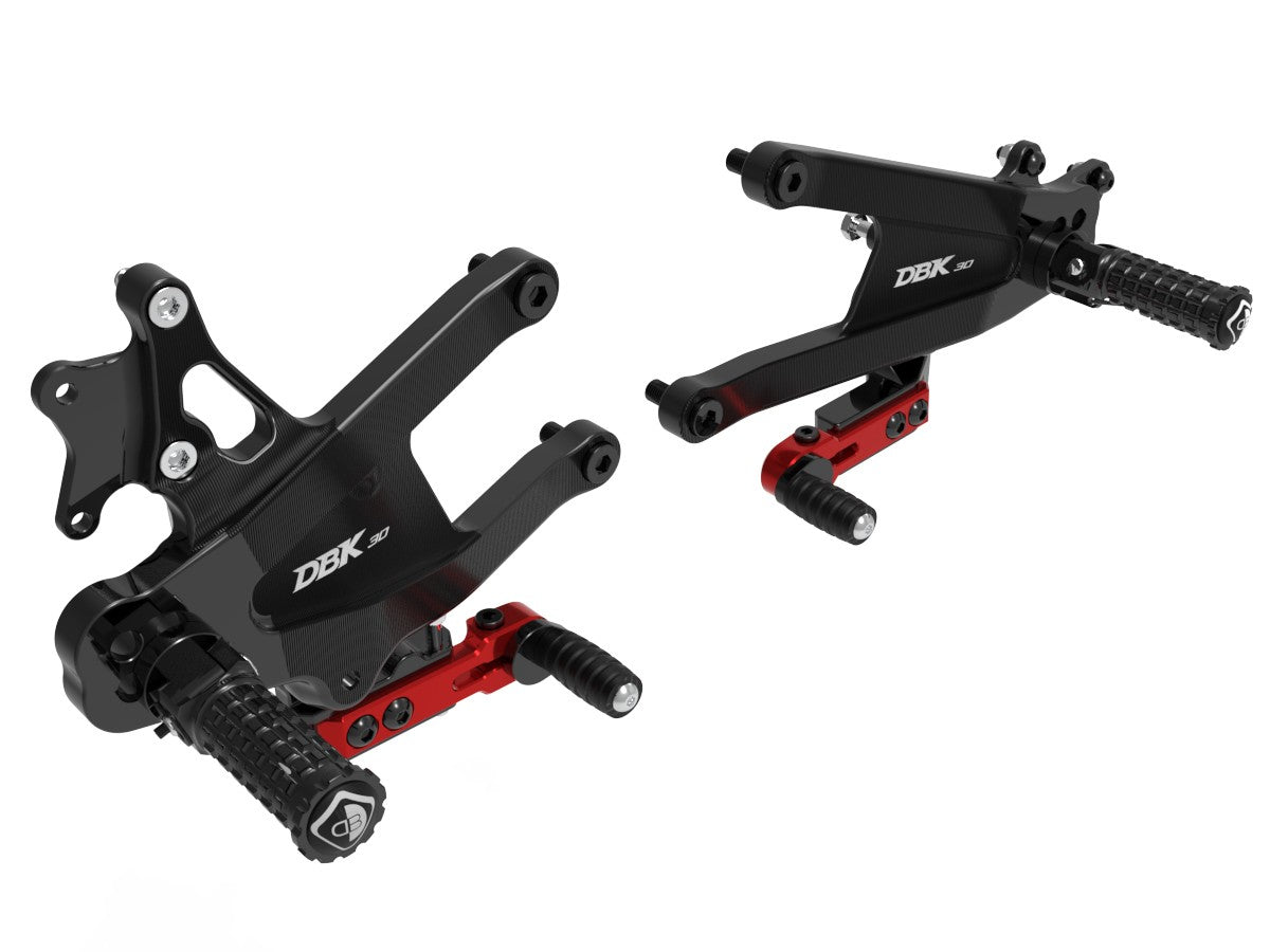 Ducabike DBK PRV402 – Panigale V4 MY25 Adjustable SBK Rearsets - BLACK-RED