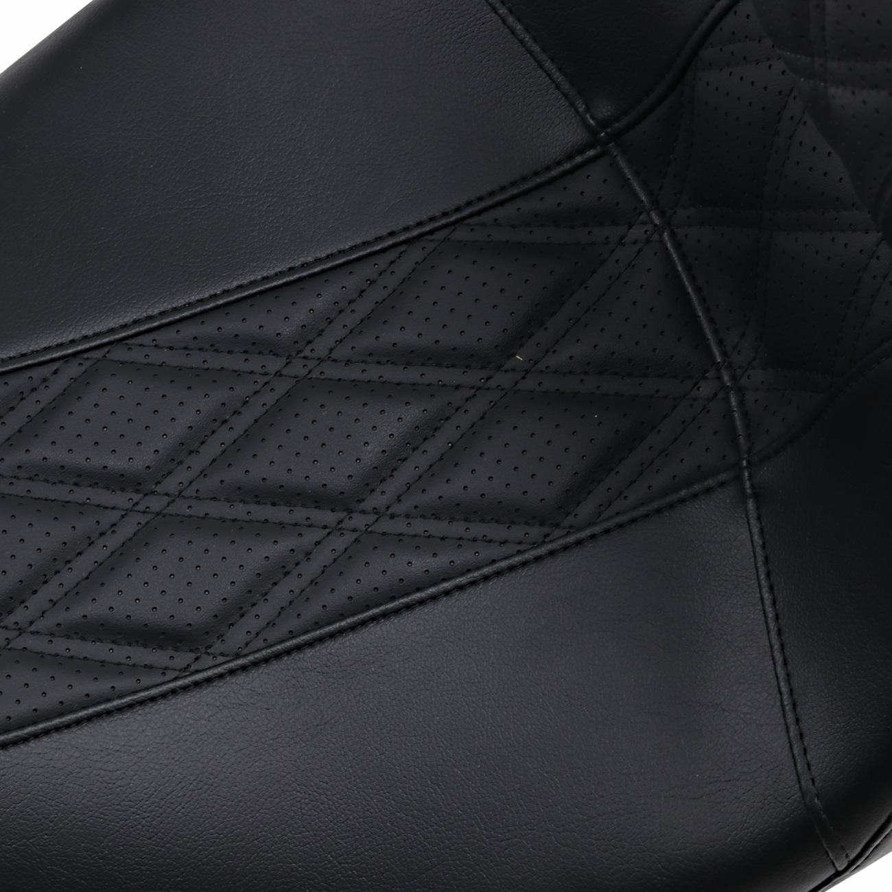 Le Pera Outcast GT Seat - 2-Up - With Backrest - Black Double Diamond - Perforated - FL '08-'22