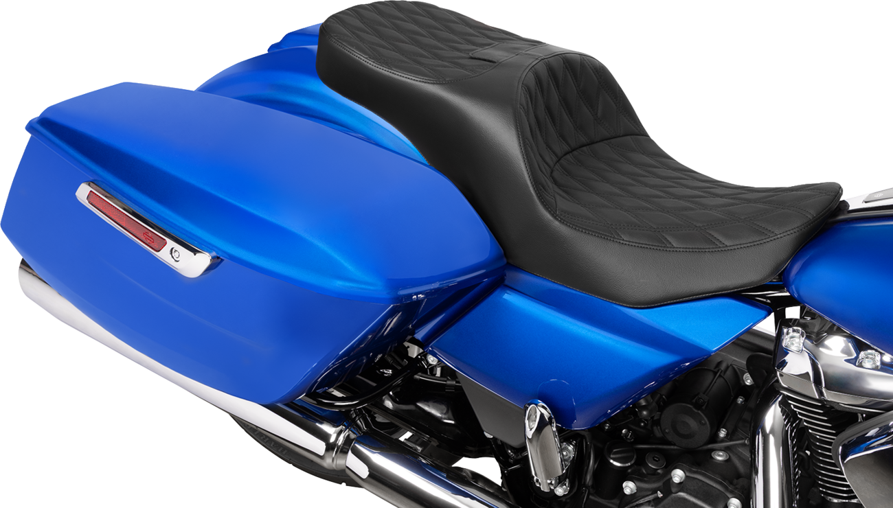 Drag Specialties Seats Forward Position Freedom Seat - Vinyl/Solar Leather - Black Double Diamond Stitch - FLH/FLT '23-'25