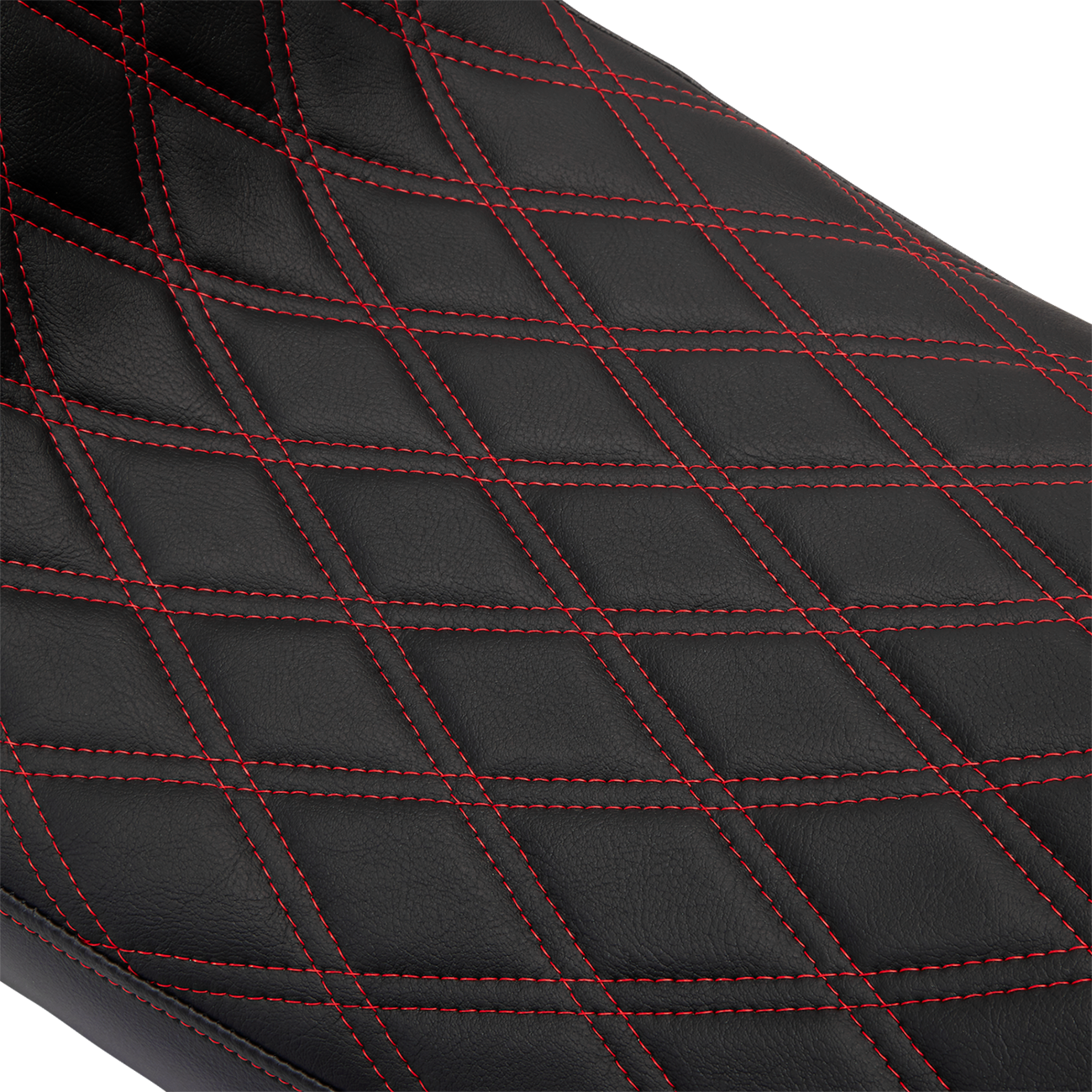 Drag Specialties Seats Predator 2-Up Seat - Vinyl - Double Diamond Red Stitch - W/O Backrest - FL '08-'23