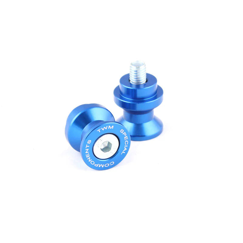 TWM CNC Aluminum Billet Swing Arm Rear Stand Spools Panigale V2 V2S - Blue