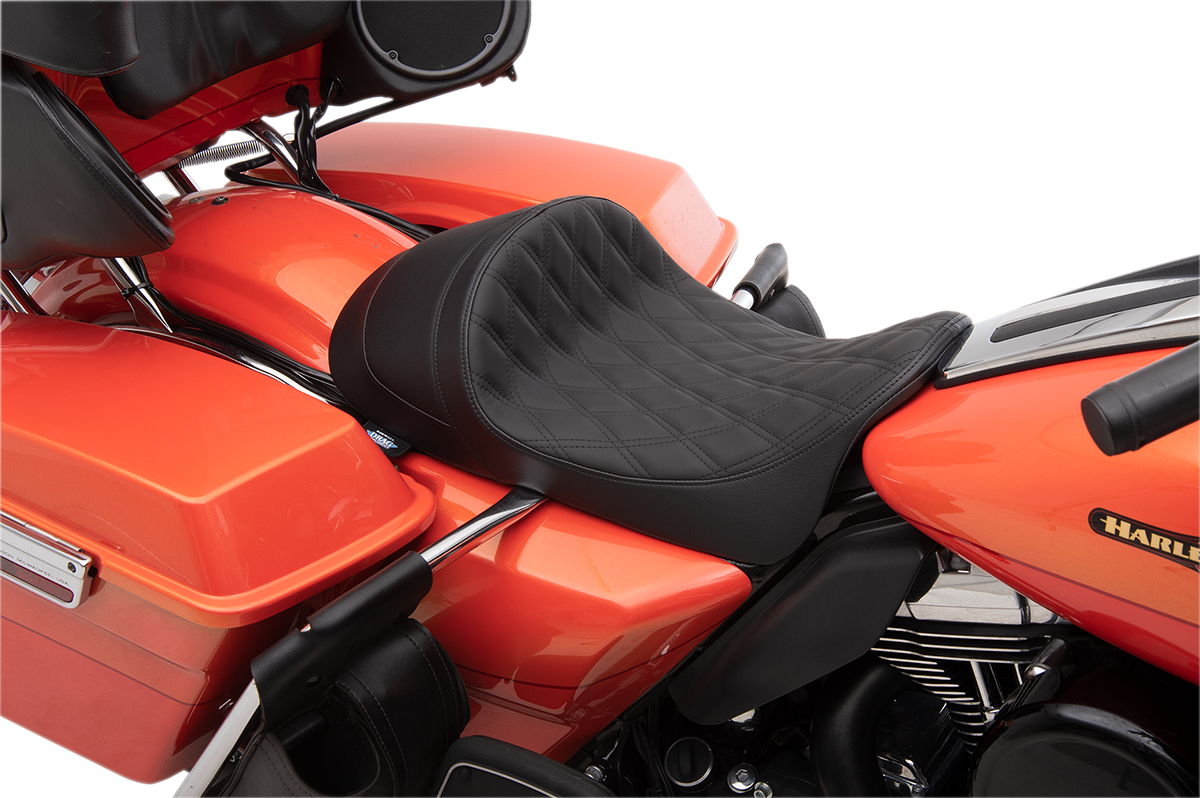 Drag Specialties Seats Forward Low Solo Seat - Diamond - Black Stitching - FL '08-'23