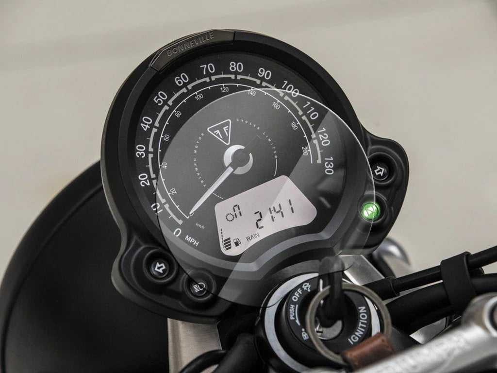 Shieldotron Triumph Bonneville Speedmaster, Bobber, Street Scrambler Instrument Cluster Screen Protector