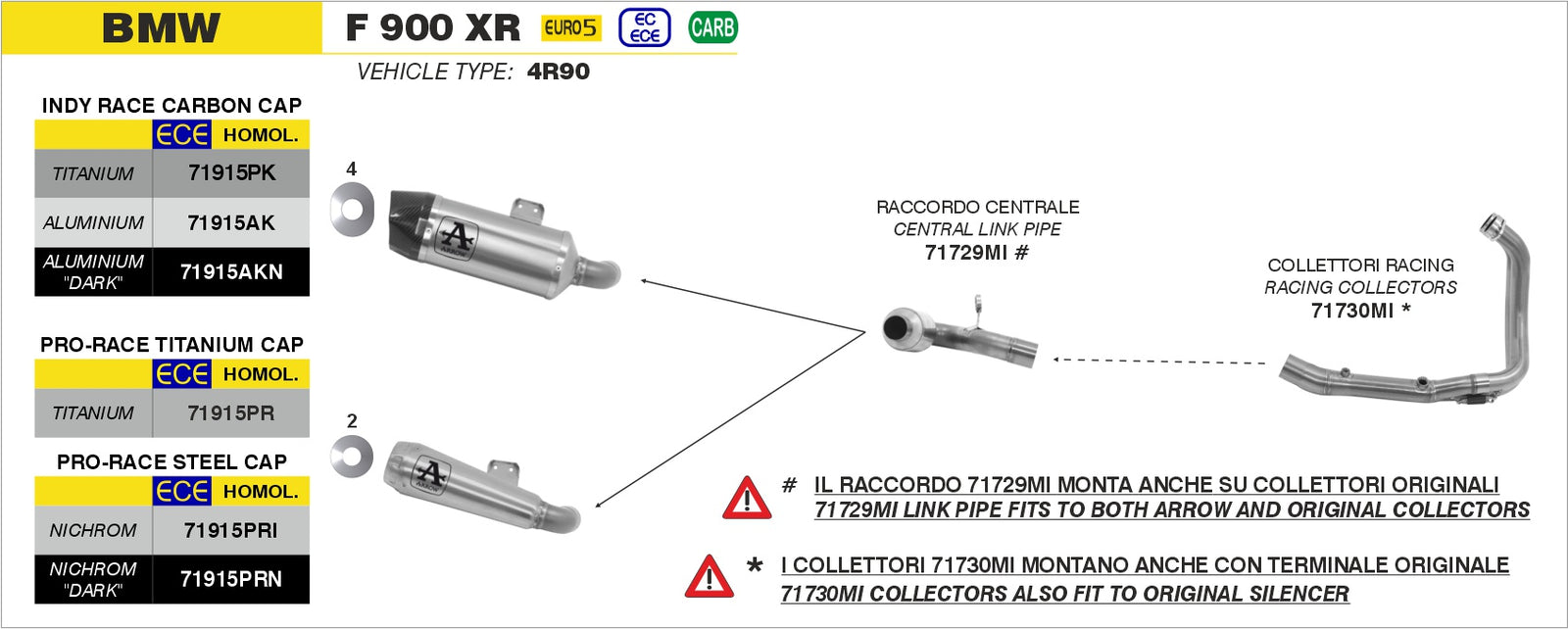 Arrow 71915PRI Nichrom Pro-Race Slip On - Assembly Diagram