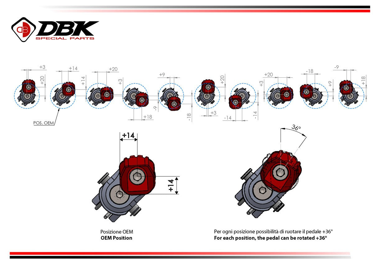 Ducabike DBK KPDM07 BMW R1300GS Sport Adjustable Pilot Footpegs Kit