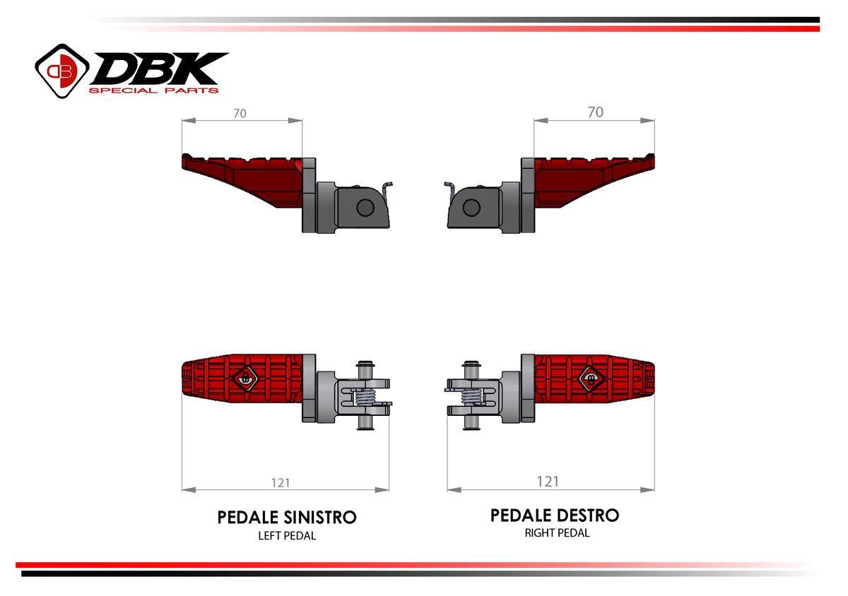 Ducabike DBK KPDM05 Adjustable Sport Pilot Footpegs Kit
