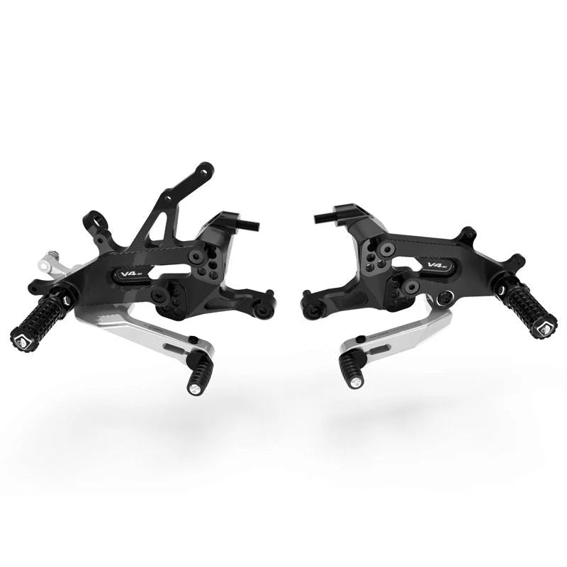 Ducabike DBK 3D Adjustable Rearsets For Ducati Streetfighter V4 V4S - Yes / Black/Silver