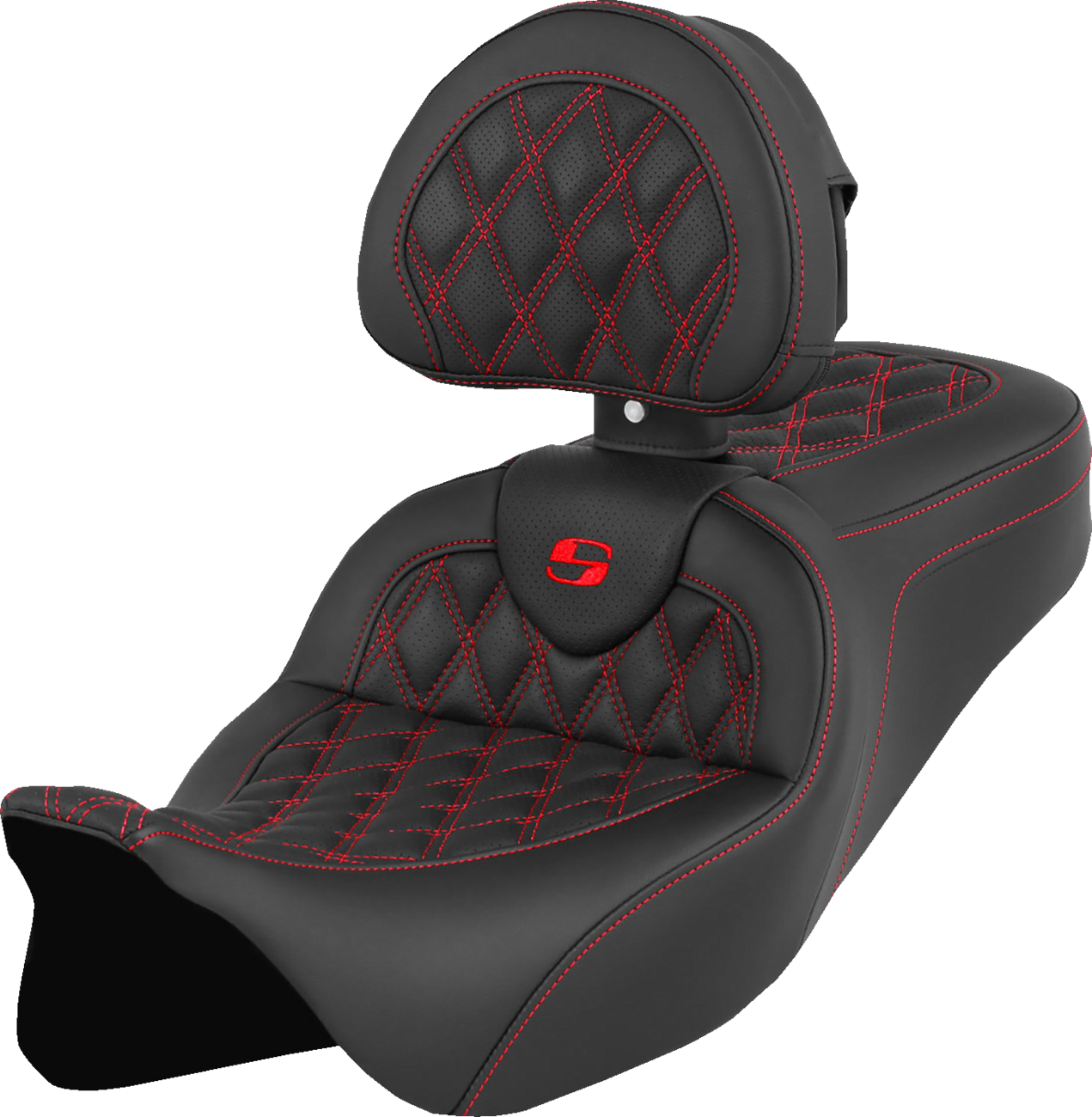 Saddlemen Roadsofa™ Seat - With Backrest - Red Stitch - FL '08-'23