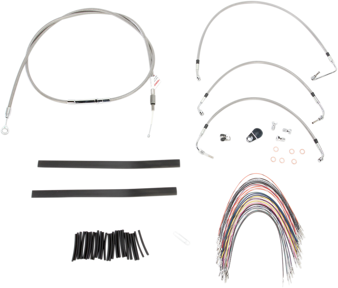 Burly Brand Complete Stainless Braided Handlebar Cable/Brake Line Kit - 13" Ape Hangers- '08-'13 FLH