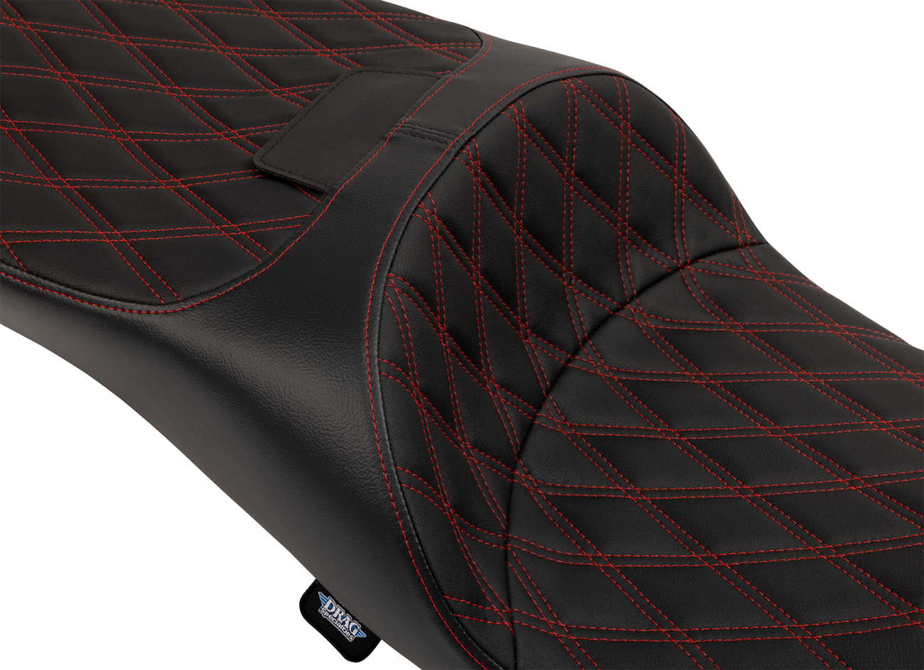 Drag Specialties Seats Extended Reach Freedom Seat - Vinyl - Double Diamond - Red Stitch - FLT/FLH '09-'25