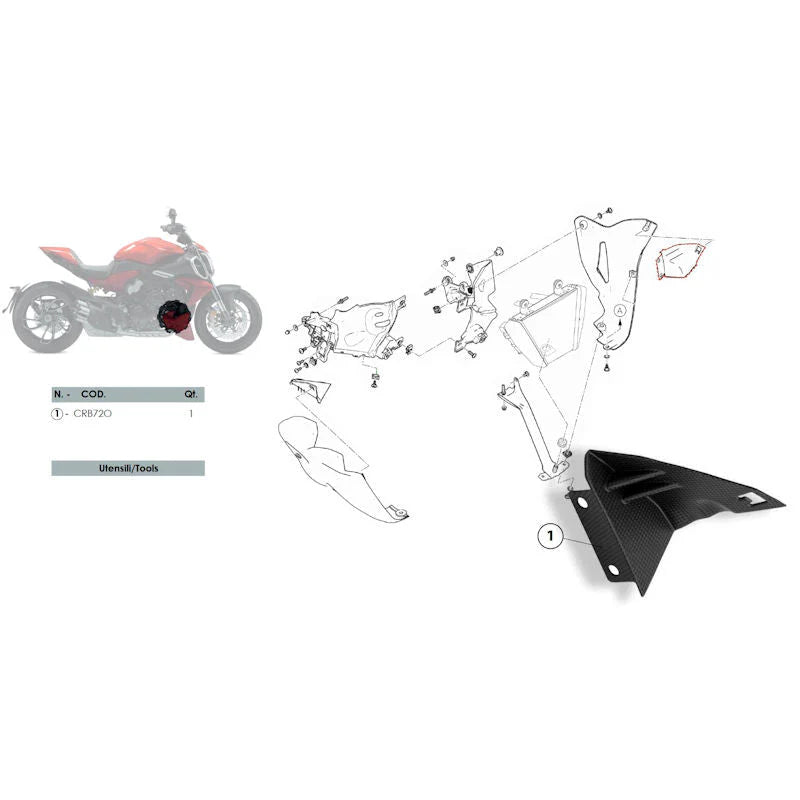 Ducabike DBK Carbon Fiber Oil Left Fairing Bracket For Ducati Diavel V4