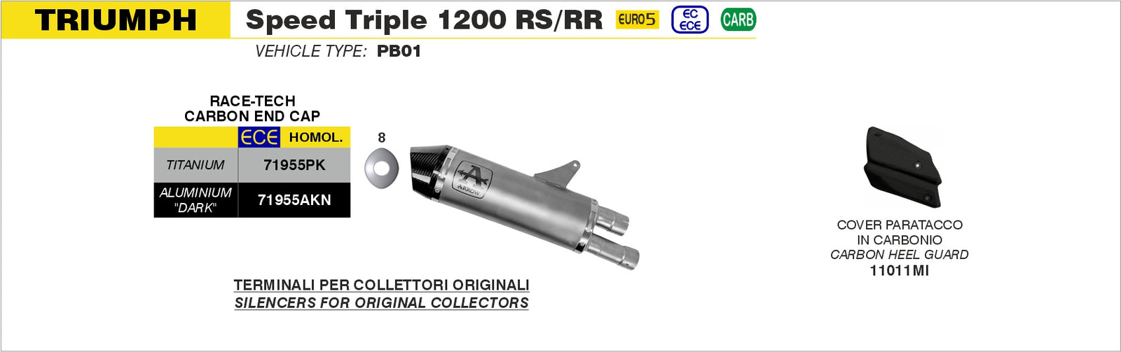 Arrow 71955PK Race-Tech Titanium Slip On With Carbon End Cap - Assembly Diagram