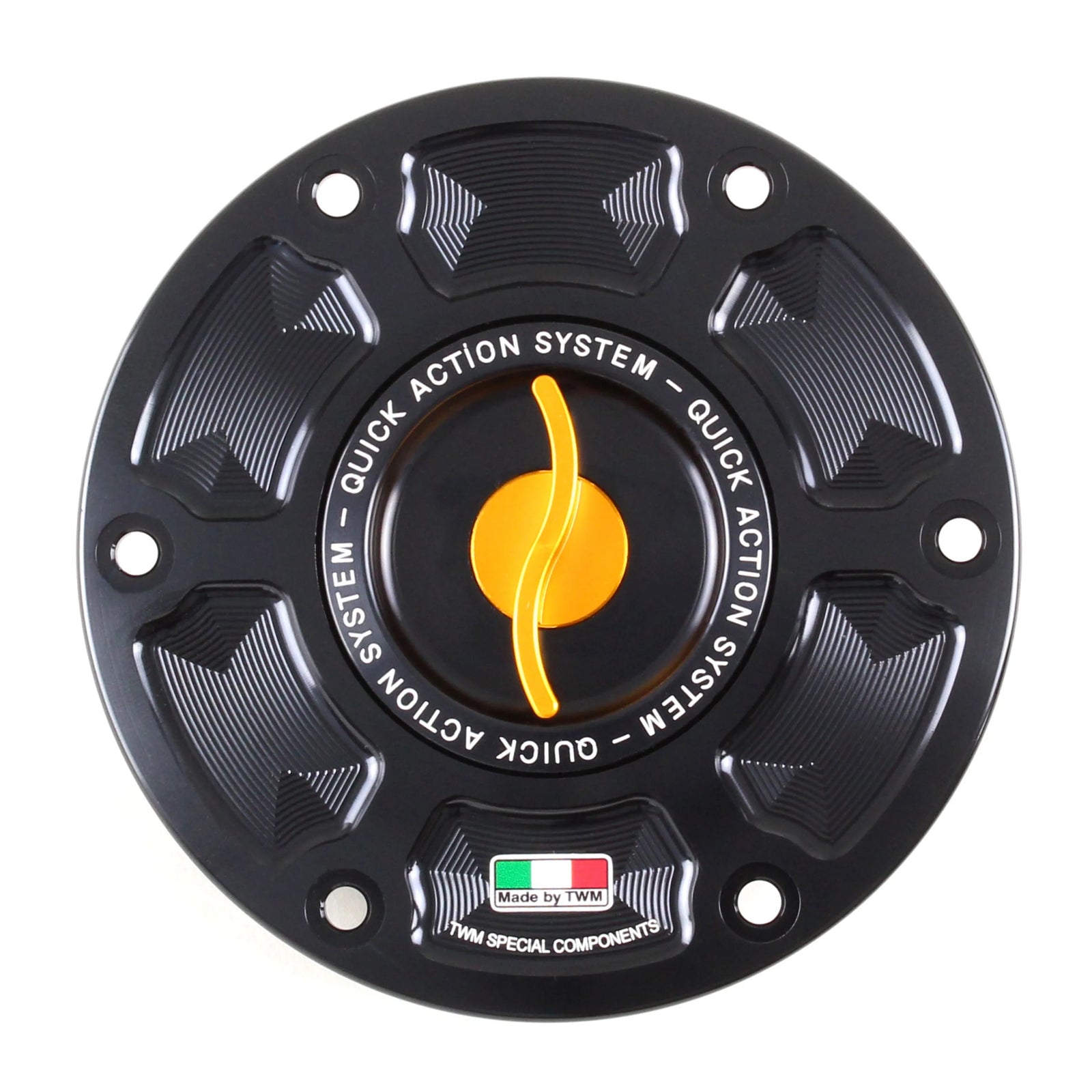 TWM CNC Aluminum Gas Cap / Fuel Cap with Gold Center Cap for Ducati Motorcycles