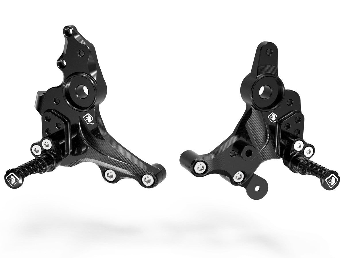 Ducabike DBK PRM93701 M937 Adjustable Rearset - BLACK ECO FIXED FOOT PEGS