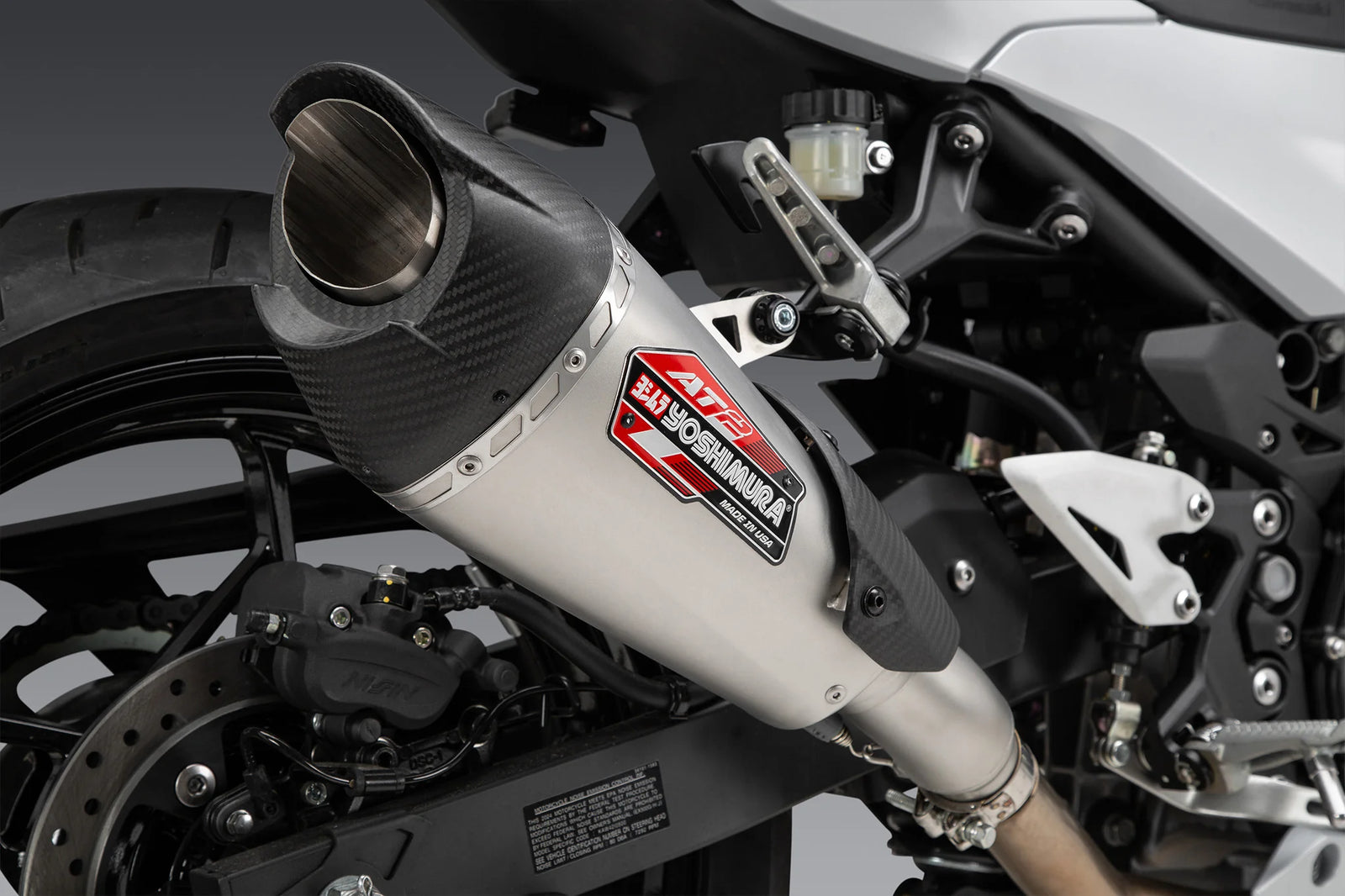 Yoshimura NINJA 500/400 / Z500/400 18-26 AT2 Stainless Slip-On Exhaust, W/ Stainless Muffler