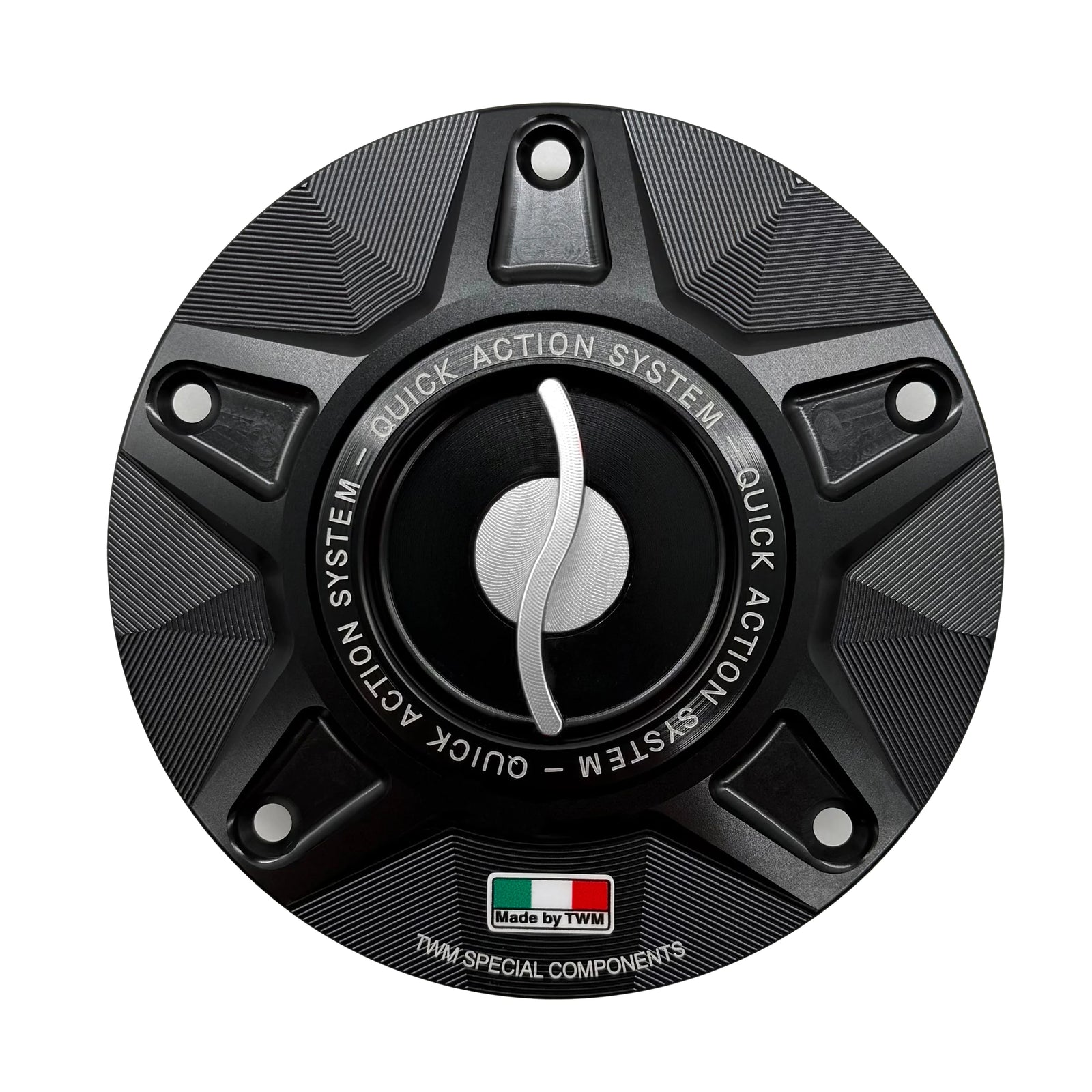 TWM CNC Aluminum Gas Cap / Fuel Cap with Silver Center Cap for Ducati Motorcycles